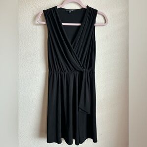 Tahari Drape Front Faux Wrap Sleeveless Black Dress